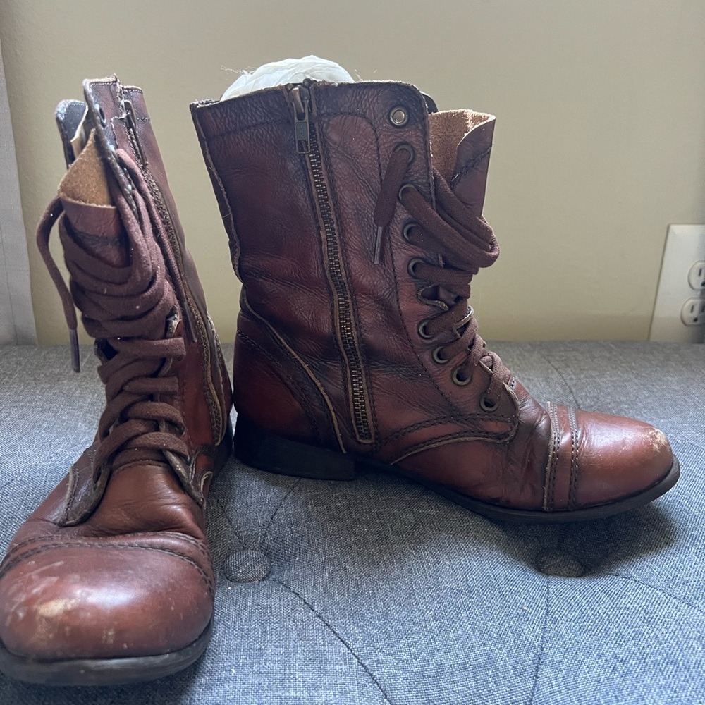 Brown Steve Madden Troopa Combat Boots